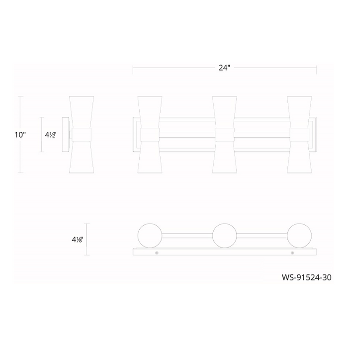 dweLED WS-91524 Hourglass 3-lt 24" LED Vanity