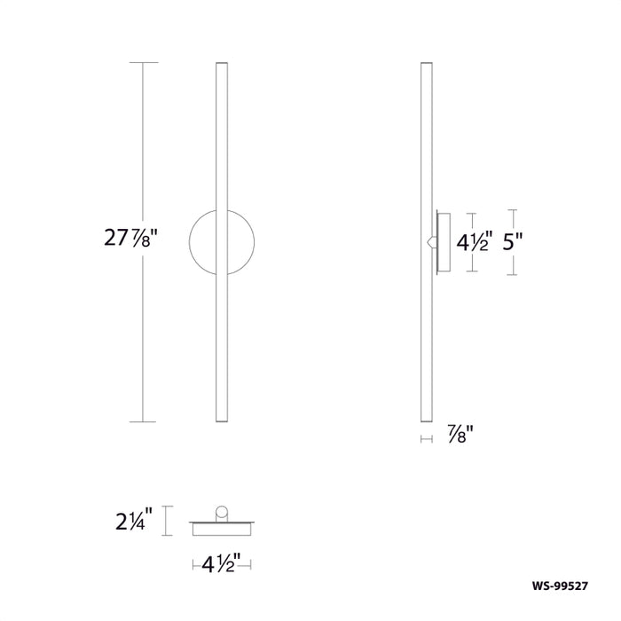 dweLED WS-99527 Lanky 1-lt 28" Tall LED Wall Sconce