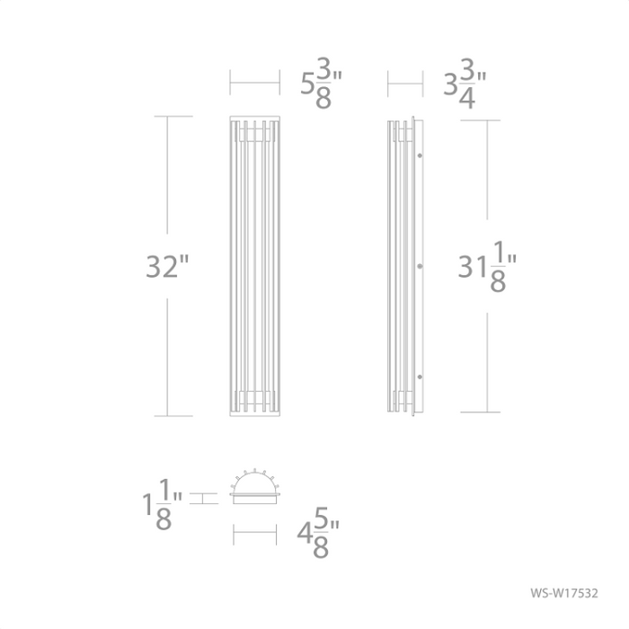 dweLED WS-W17532 Moline 1-lt 32" Tall LED Outdoor Wall Sconce