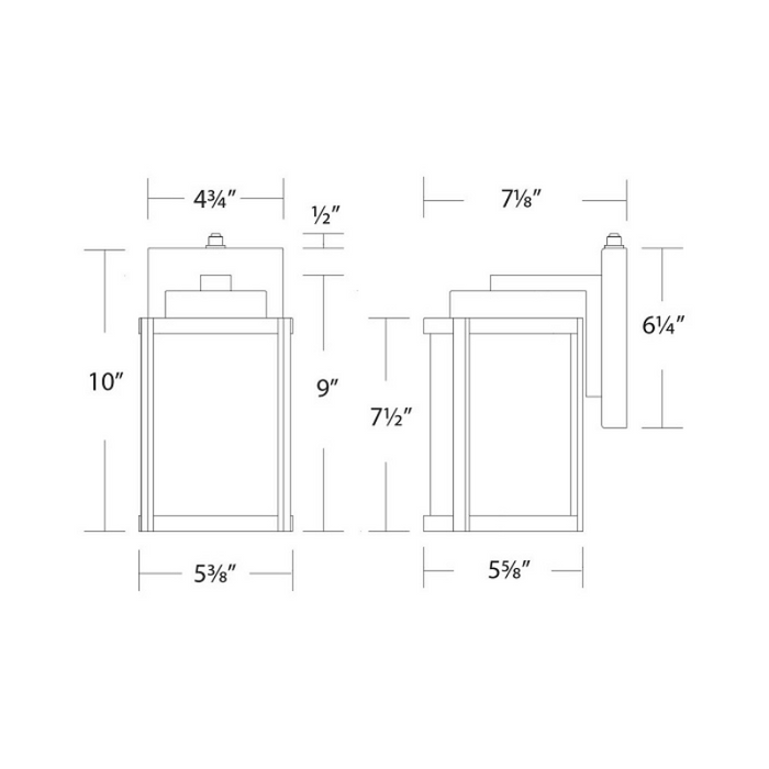 WAC WS-W250110 Lantern 1-lt 10" Tall LED Outdoor Wall Sconce, 5CCT