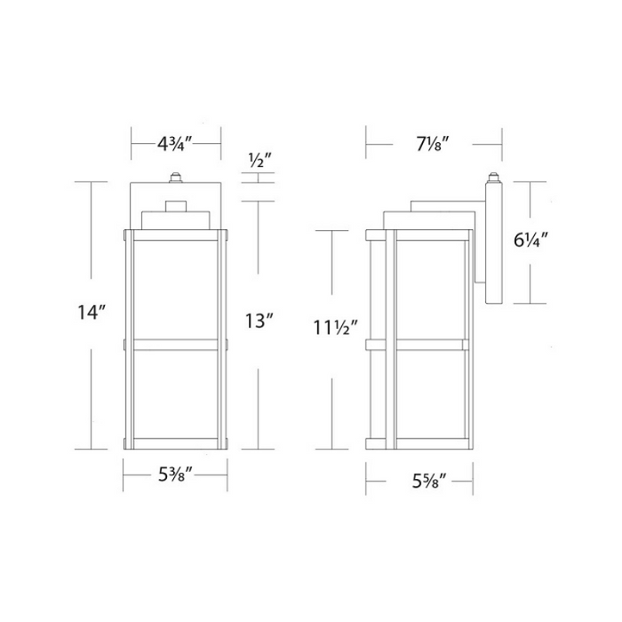 WAC WS-W250114 Lantern 1-lt 14" Tall LED Outdoor Wall Sconce, 5CCT