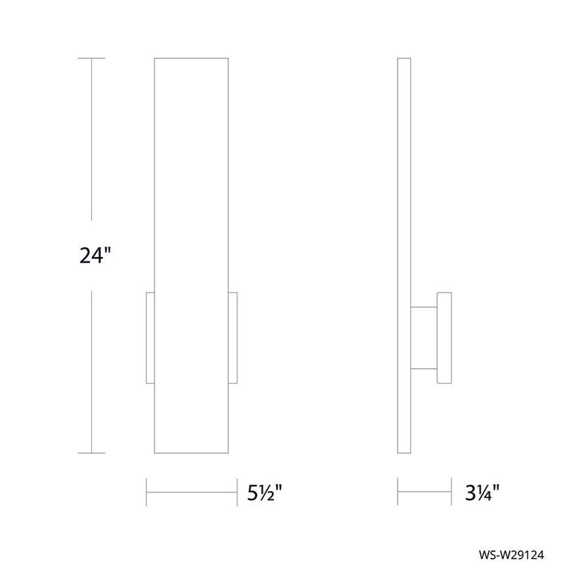 dweLED WS-W29124 Stag 1-lt 24" Tall LED Outdoor Wall Sconce