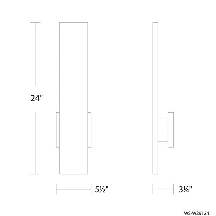 dweLED WS-W29124 Stag 1-lt 24" Tall LED Outdoor Wall Sconce