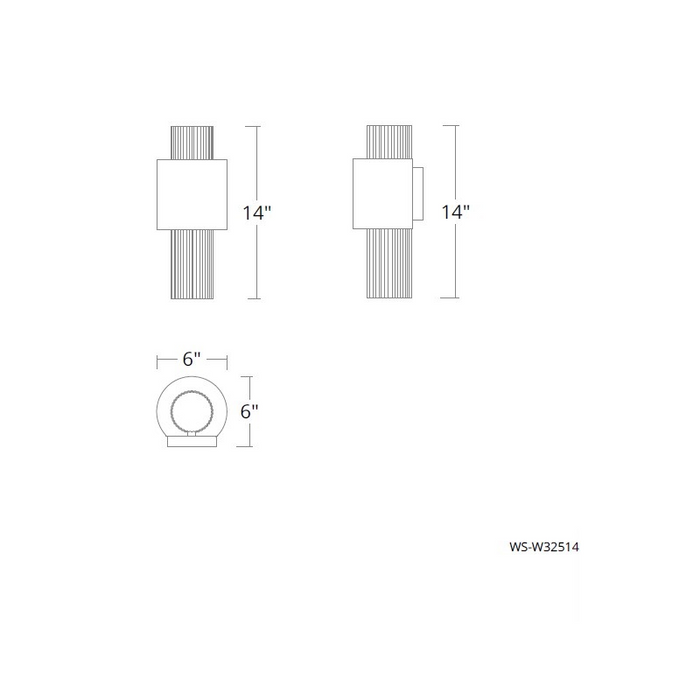 dweLED WS-W32514 Piston 1-lt 14" Tall LED Outdoor Wall Sconce