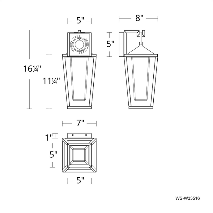 dweLED WS-W33516 Manchester 1-lt 16" Tall LED Outdoor Wall Sconce