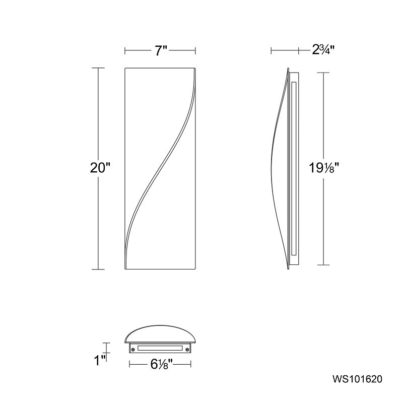 dweLED WS101620 Double Diamond 1-lt 20" Tall LED Wall Sconce, 4CCT