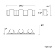 dweLED WS114624 Circle Line 3-lt 24" LED Vanity, 4CCT