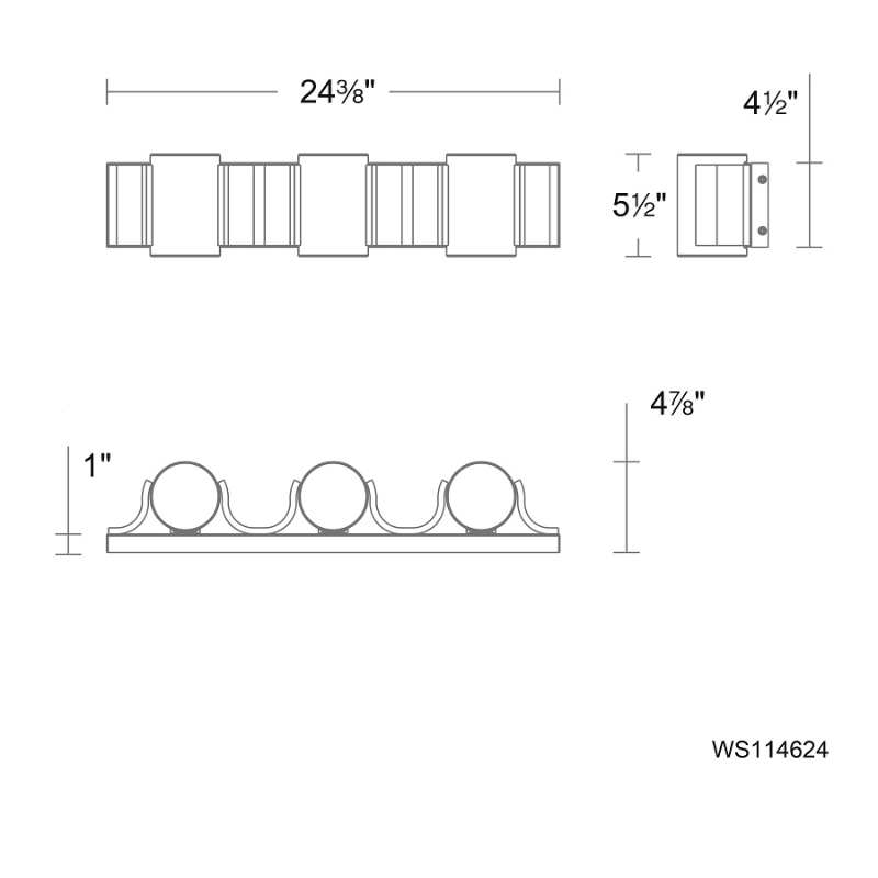 dweLED WS114624 Circle Line 3-lt 24" LED Vanity, 4CCT