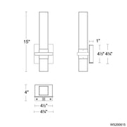 Modern Forms WS200615-TWA Cinaplex 1-lt 15" Tall LED Wall Sconce