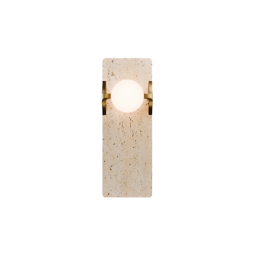 Modern Forms WS220614 Okemo 1-lt 14" Tall LED Wall Sconce, 4CCT Selectable-Beige Travertine/Aged Brass