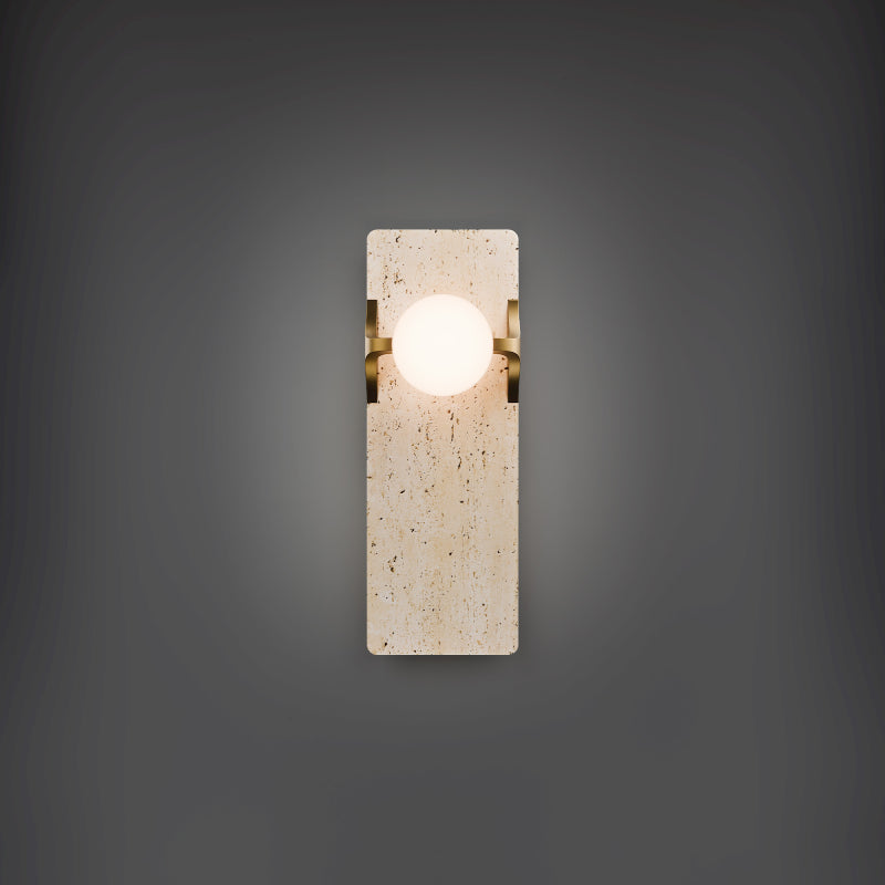 Modern Forms WS220614 Okemo 1-lt 14" Tall LED Wall Sconce, 4CCT Selectable-Beige Travertine/Aged Brass