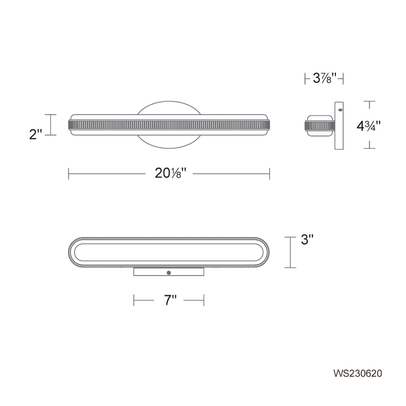 Modern Forms WS230620 Mainline 1-lt 20" LED Wall Sconce, 4CCT Selectable