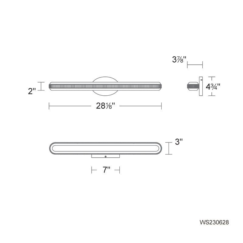 Modern Forms WS230628 Mainline 1-lt 28" LED Wall Sconce, 4CCT Selectable