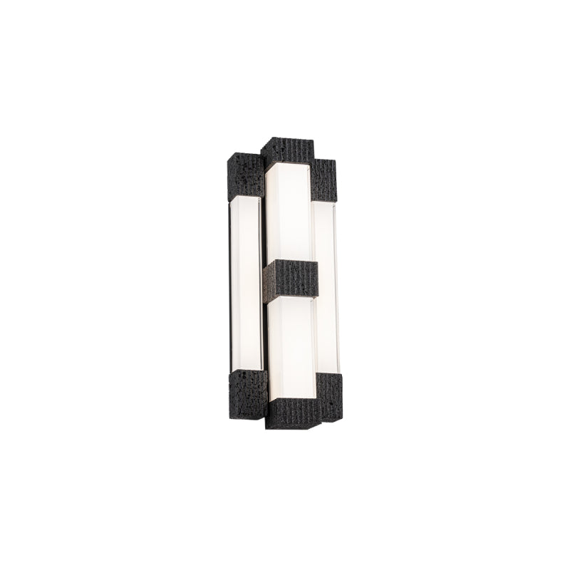 Modern Forms WS244616 Conan 4-lt 16" Tall LED Wall Sconce, 4CCT Selectable-Basalt Stone/Black