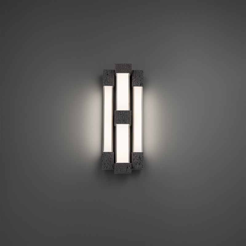 Modern Forms WS244616 Conan 4-lt 16" Tall LED Wall Sconce, 4CCT Selectable-Basalt Stone/Black