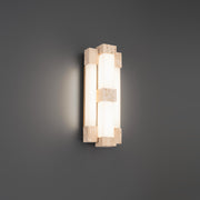 Modern Forms WS244616 Conan 4-lt 16" Tall LED Wall Sconce, 4CCT Selectable-Beige Travertine/Aged Brass