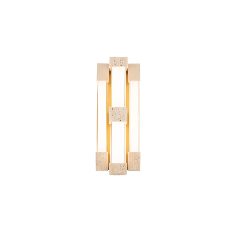 Modern Forms WS244616 Conan 4-lt 16" Tall LED Wall Sconce, 4CCT Selectable-Beige Travertine/Aged Brass