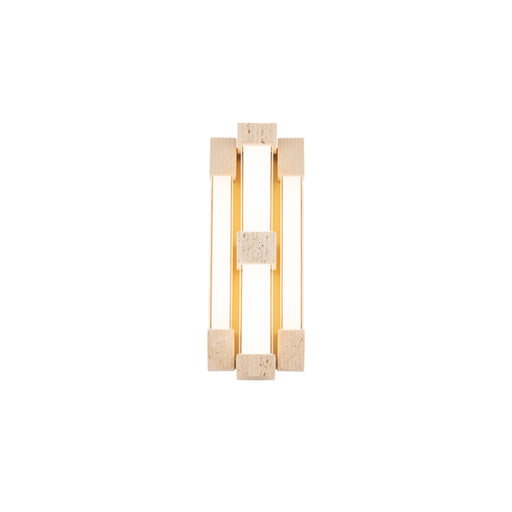 Modern Forms WS244616 Conan 4-lt 16" Tall LED Wall Sconce, 4CCT Selectable-Beige Travertine/Aged Brass