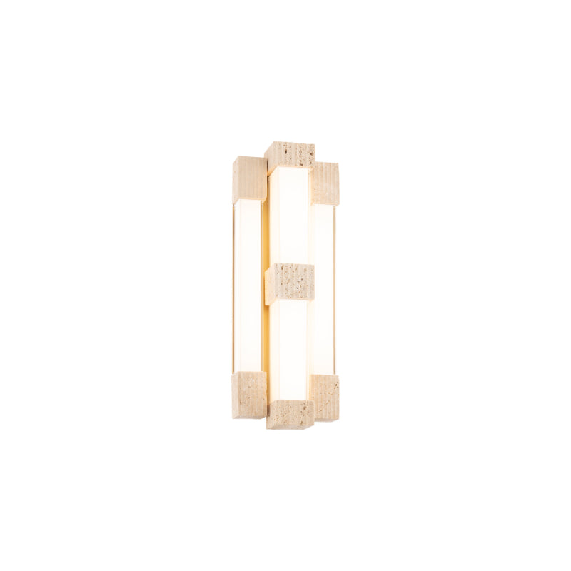Modern Forms WS244616 Conan 4-lt 16" Tall LED Wall Sconce, 4CCT Selectable-Beige Travertine/Aged Brass
