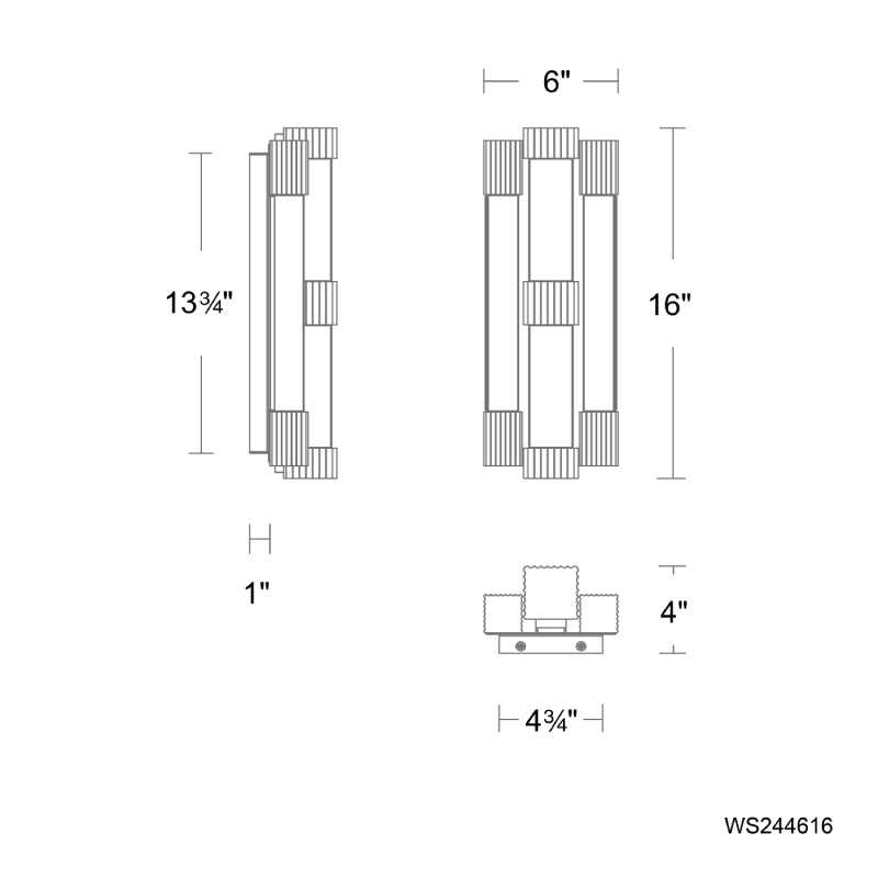 Modern Forms WS244616 Conan 4-lt 16" Tall LED Wall Sconce, 4CCT Selectable
