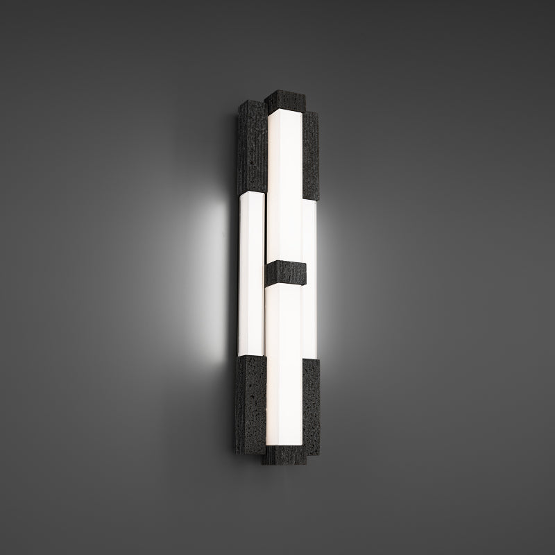 Modern Forms WS244616 Conan 4-lt 28" Tall LED Wall Sconce, 4CCT Selectable-Basalt Stone/Black
