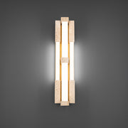 Modern Forms WS244616 Conan 4-lt 28" Tall LED Wall Sconce, 4CCT Selectable-Beige Travertine/Aged Brass