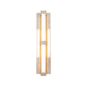 Modern Forms WS244616 Conan 4-lt 28" Tall LED Wall Sconce, 4CCT Selectable-Beige Travertine/Aged Brass