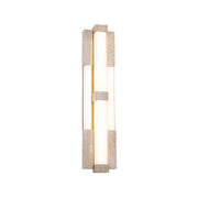 Modern Forms WS244616 Conan 4-lt 28" Tall LED Wall Sconce, 4CCT Selectable-Beige Travertine/Aged Brass