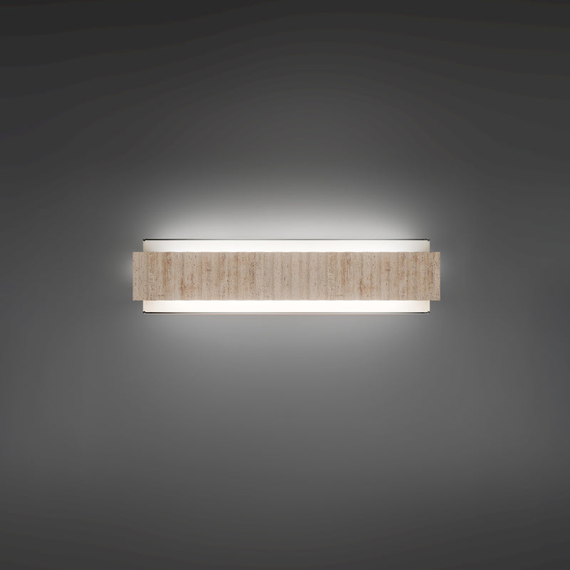 Modern Forms WS270619 Magnate 2-lt 19" LED Vanity Light, 4CCT Selectable-Beige Travertine/Aged Brass
