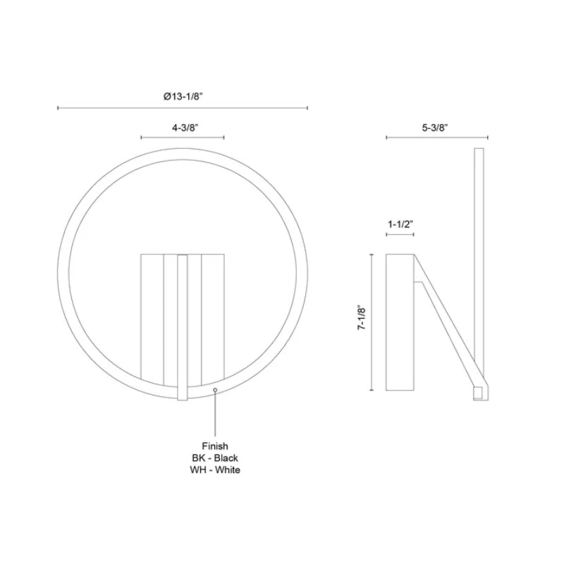 Kuzco WS27713-3WCCT-UNV Roda 1-lt 12" LED Wall Sconce, CCT Selectable
