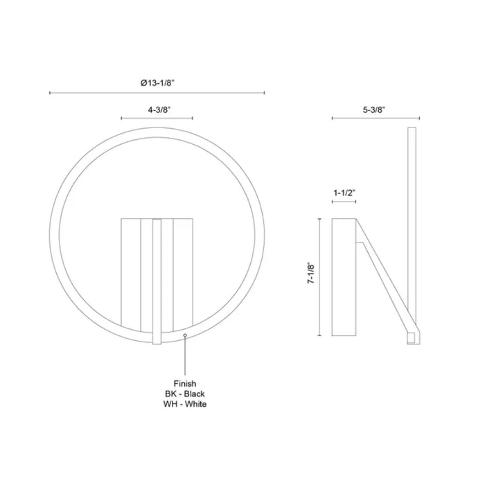 Kuzco WS27713-3WCCT-UNV Roda 1-lt 12" LED Wall Sconce, CCT Selectable