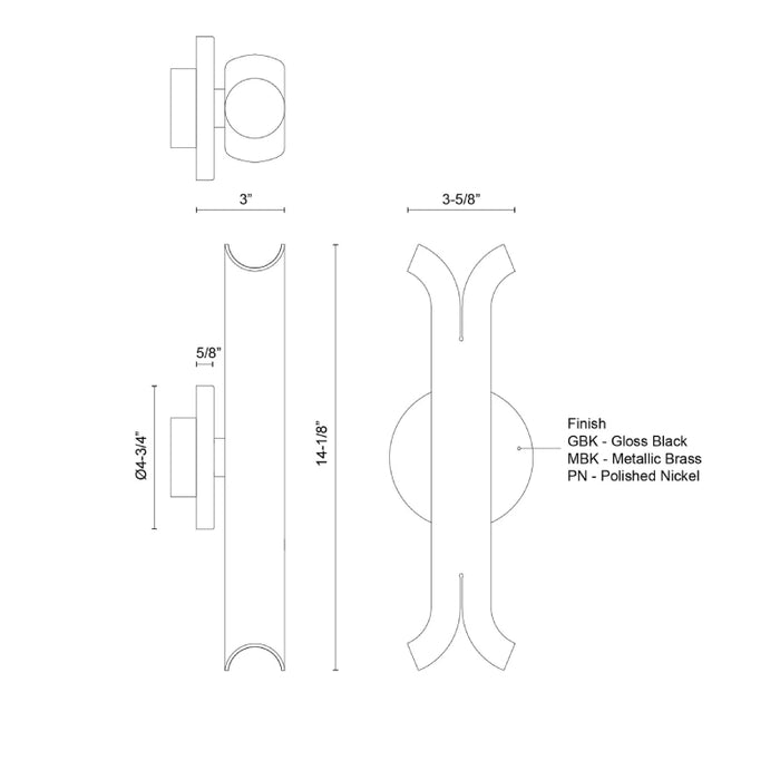 Kuzco WS89714 Husk 1-lt 14" LED Wall Sconce