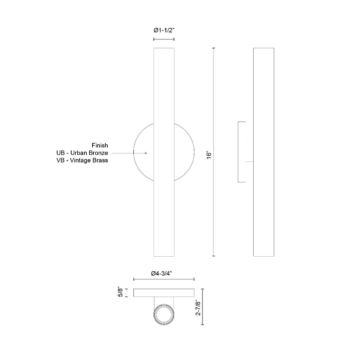 Kuzco WS90416 Mason 2-lt 16" Tall LED Wall Sconce