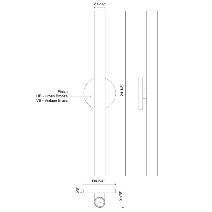 Kuzco WS90424 Mason 2-lt 24" Tall LED Wall Sconce