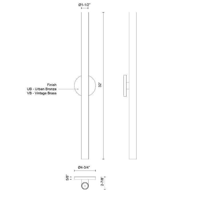 Kuzco WS90432 Mason 2-lt 32" Tall LED Wall Sconce