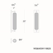 dweLED WSW118625 Portos 1-lt 25" Tall LED Outdoor Wall Sconce, 4CCT