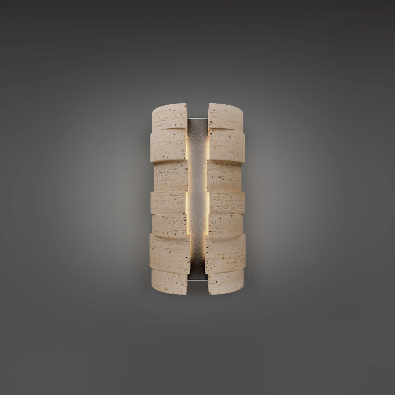 Modern Forms WSW210616 Formation 2-lt 16" Tall LED Outdoor Wall Sconce, 4CCT Selectable-Beige Travertine/Black