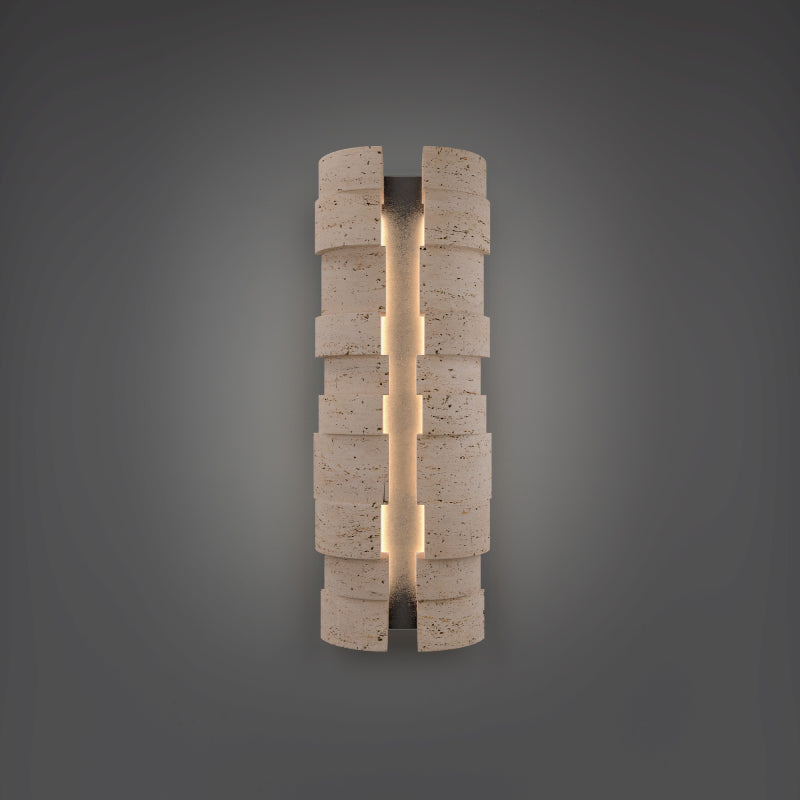 Modern Forms WSW210624 Formation 2-lt 24" Tall LED Outdoor Wall Sconce, 4CCT Selectable-Beige Travertine/Black