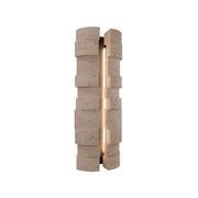 Modern Forms WSW210624 Formation 2-lt 24" Tall LED Outdoor Wall Sconce, 4CCT Selectable-Beige Travertine/Black