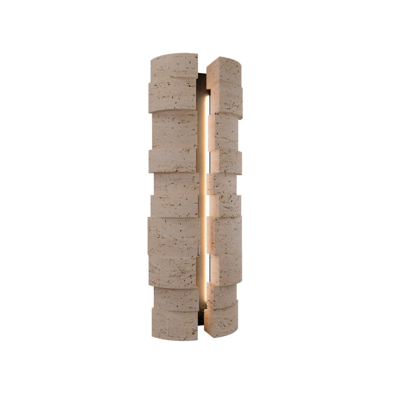 Modern Forms WSW210624 Formation 2-lt 24" Tall LED Outdoor Wall Sconce, 4CCT Selectable-Beige Travertine/Black