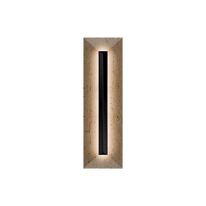 Modern Forms WSW218620 Bell Tower 1-lt 20" Tall LED Outdoor Wall Sconce, 4CCT Selectable-Beige Travertine/Black