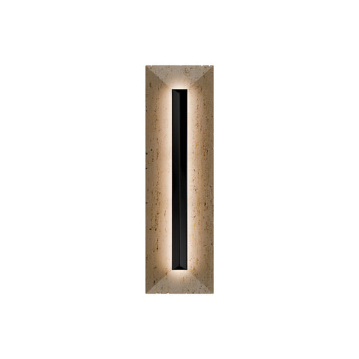 Modern Forms WSW218620 Bell Tower 1-lt 20" Tall LED Outdoor Wall Sconce, 4CCT Selectable-Beige Travertine/Black