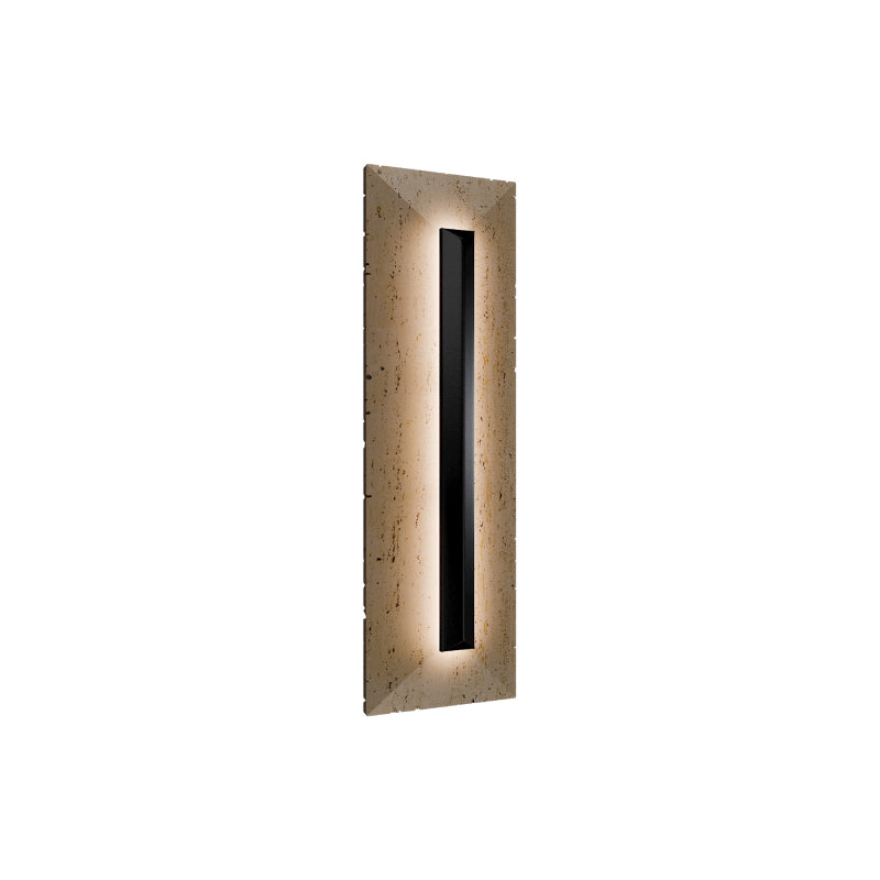 Modern Forms WSW218620 Bell Tower 1-lt 20" Tall LED Outdoor Wall Sconce, 4CCT Selectable-Beige Travertine/Black