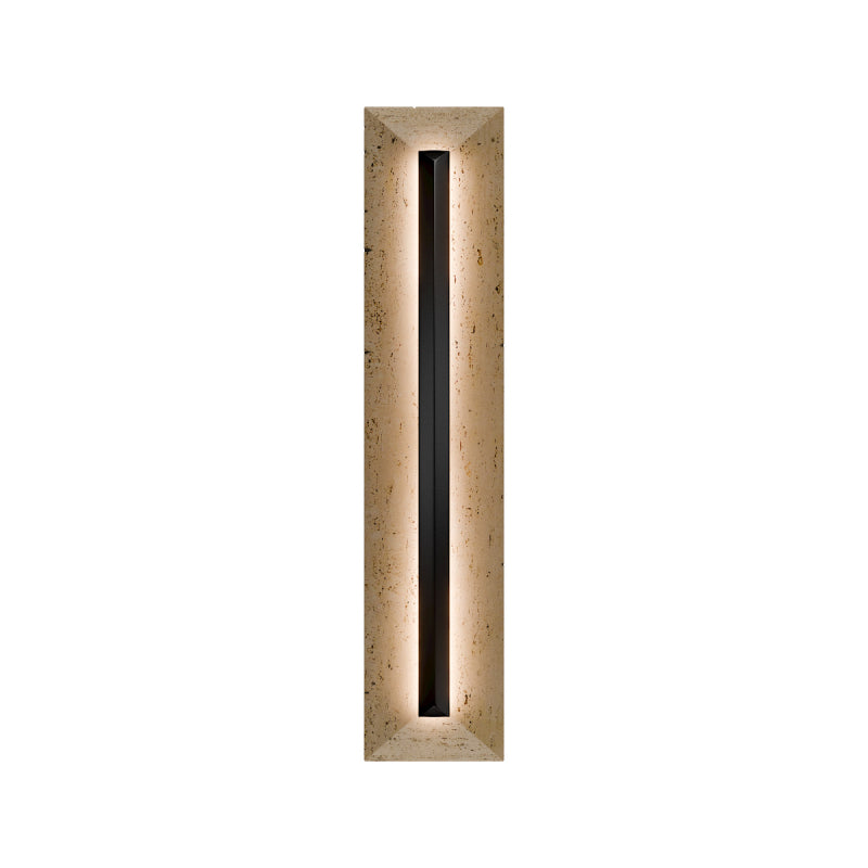 Modern Forms WSW218628 Bell Tower 1-lt 28" Tall LED Outdoor Wall Sconce, 4CCT Selectable-Beige Travertine/Black