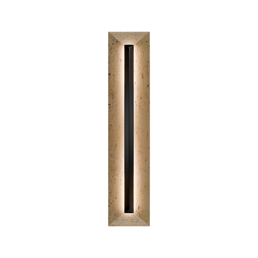 Modern Forms WSW218628 Bell Tower 1-lt 28" Tall LED Outdoor Wall Sconce, 4CCT Selectable-Beige Travertine/Black