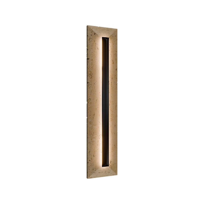 Modern Forms WSW218628 Bell Tower 1-lt 28" Tall LED Outdoor Wall Sconce, 4CCT Selectable-Beige Travertine/Black