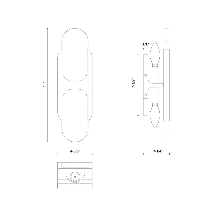 Alora WV357214 Odin 2-lt 14" Tall Wall Sconce