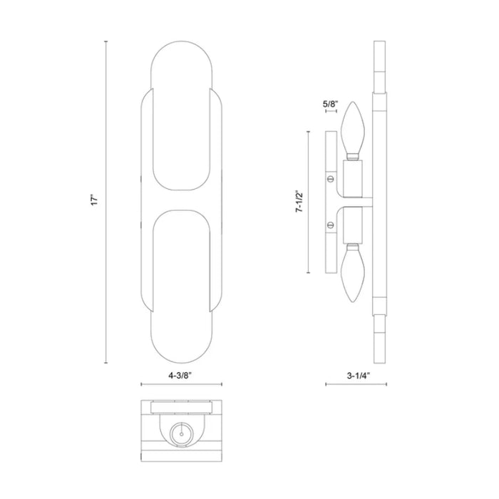 Alora WV357217 Odin 2-lt 17" Tall Wall Sconce