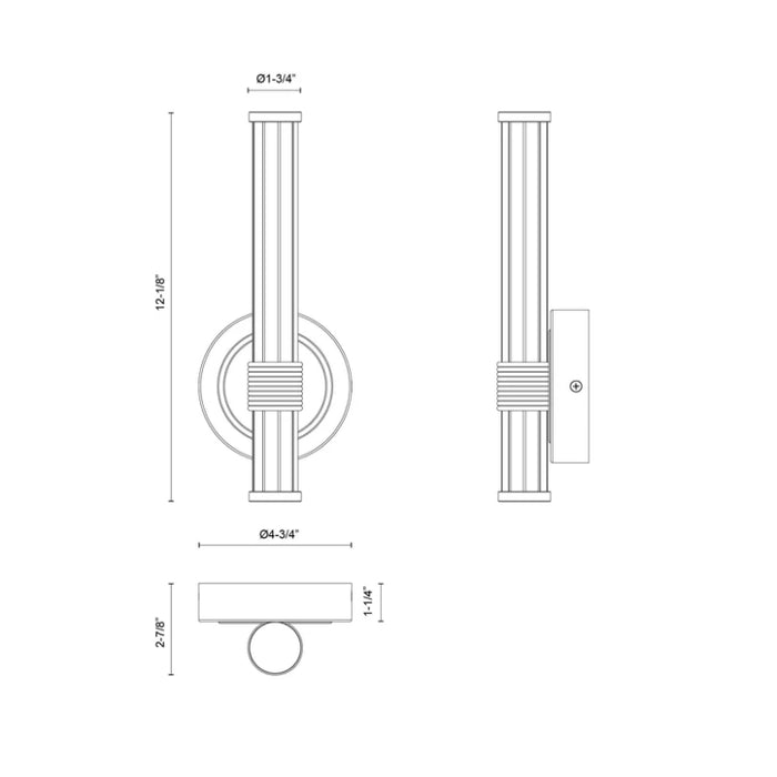 Alora Mood WV509012 Elsie 1-lt 12" Tall LED Vanity Light