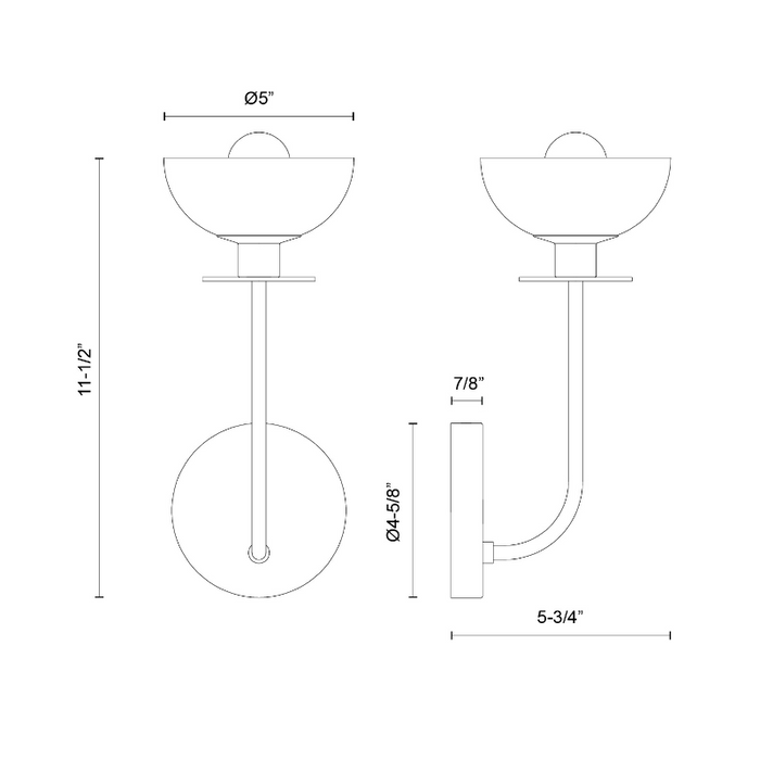 Alora Mood WV515205 Sylvia 1-lt 12" Tall Wall Sconce